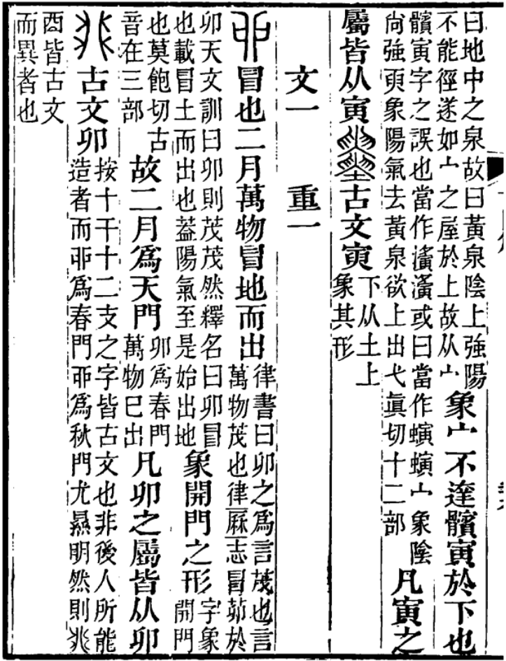 《說文解字注》中的“卯”字