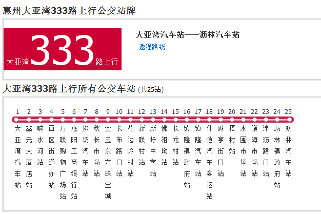 大亞灣公交333路