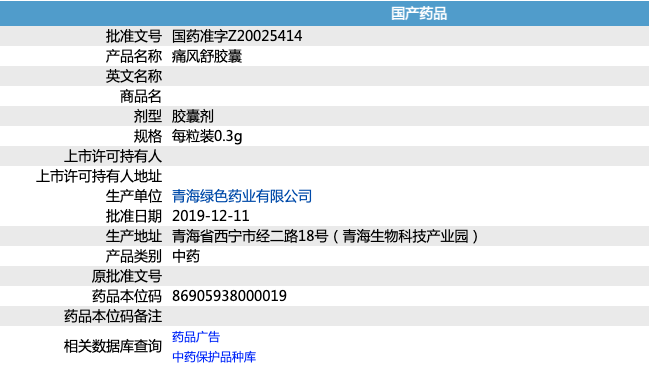 二十六味痛風舒膠囊