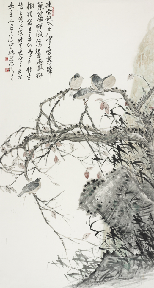 寒禽圖 蔣鵬 96x178cm