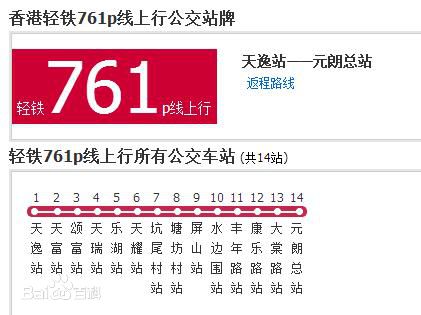 香港公交輕鐵761線途徑站點