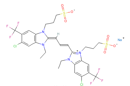 5-氯-2-[3-[5-氯-1-乙基-1,3-二氫-1-（3-磺酸丙基）-6-三氟甲基-2H-苯並咪唑-2-亞基]-1-亞丙烯基]-3-乙基-1-(