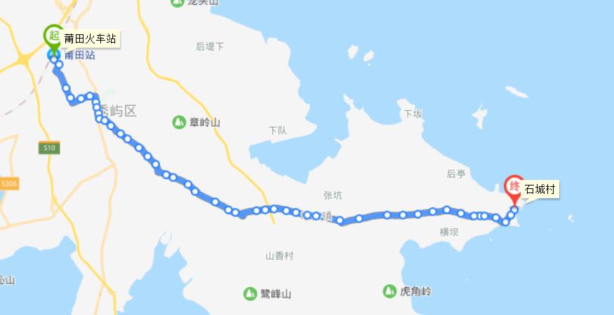 莆田公交302路線路走向圖