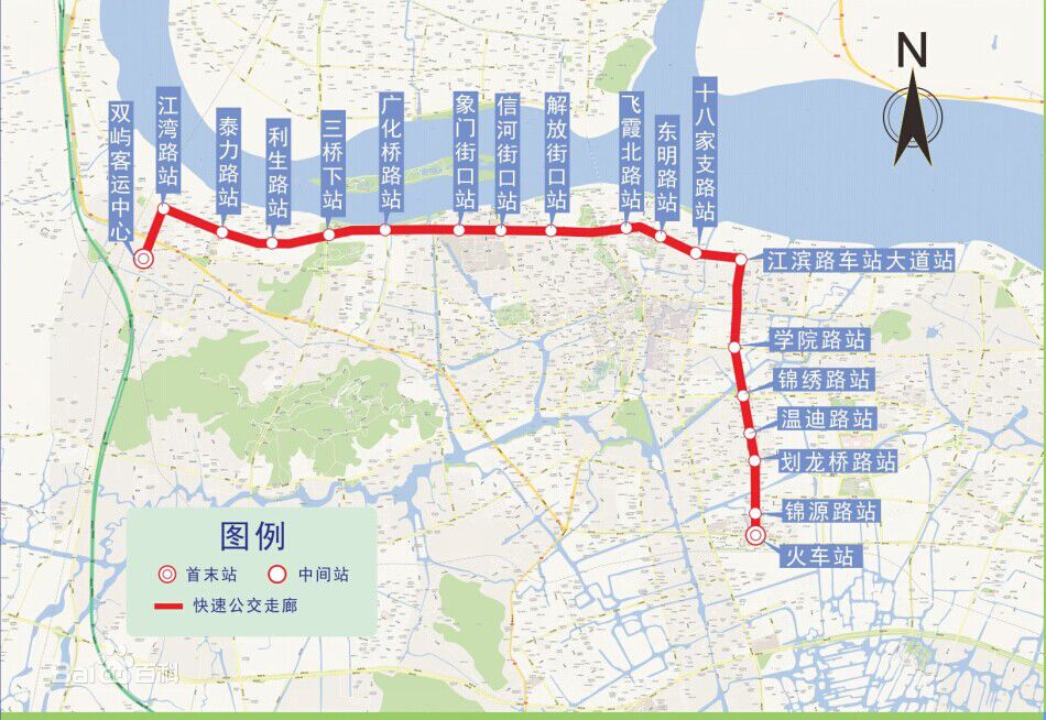 溫州公交B1路2015年規劃圖（站名與現行版本略有出入）