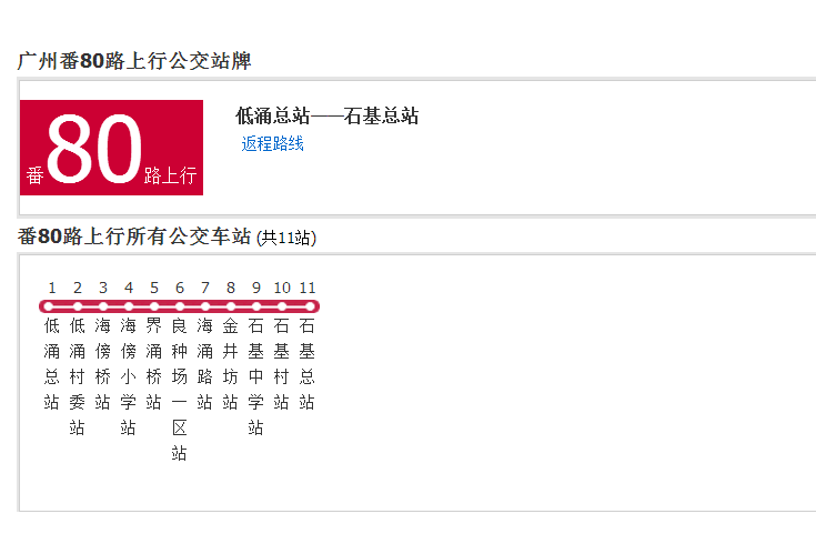 廣州公交番80路