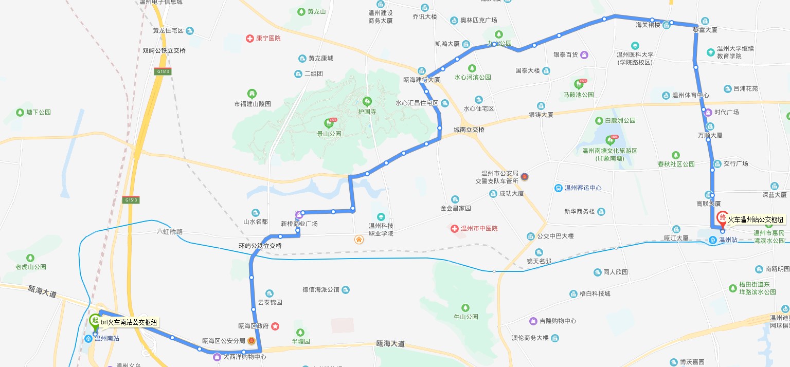 溫州公交B109路線路圖