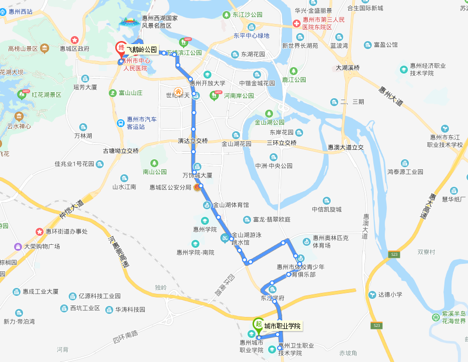 惠州公交惠城42路線路走向