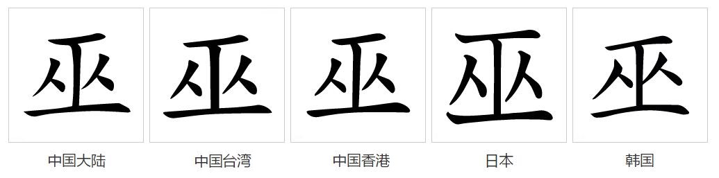 字形對比（楷體）