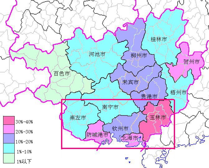 廣西各地級市客家比例