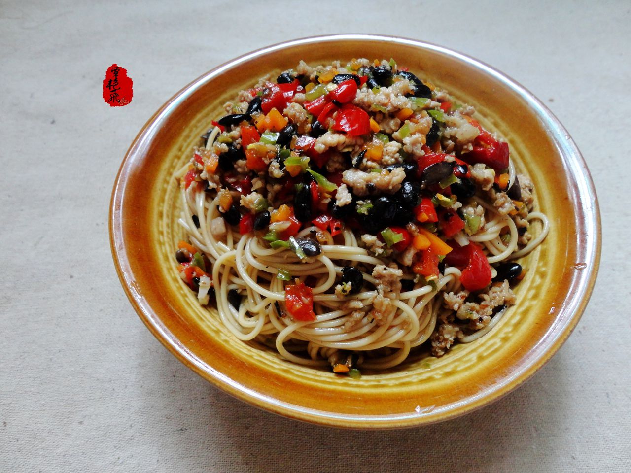 豆豉青椒肉末拌麵