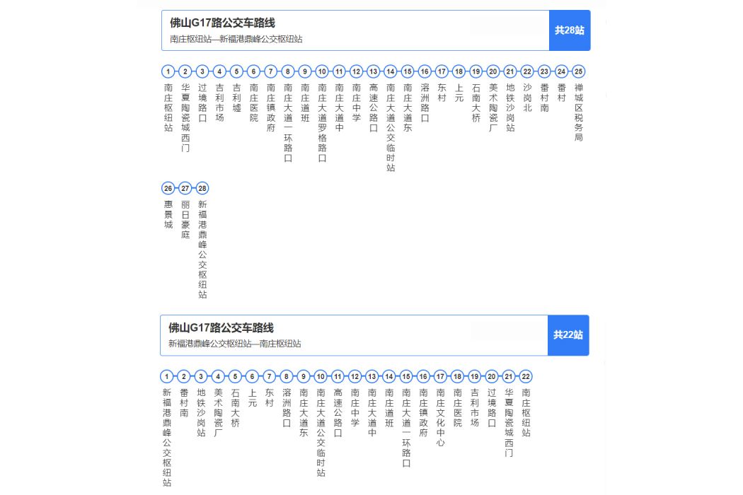 佛山公交G17路