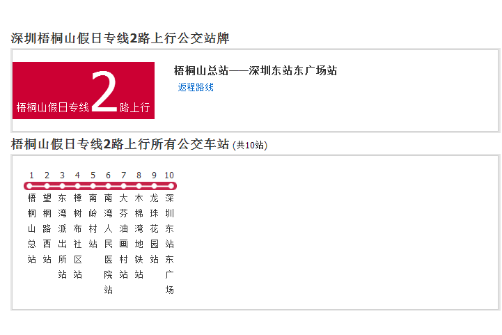 深圳公交梧桐山假日專線2路