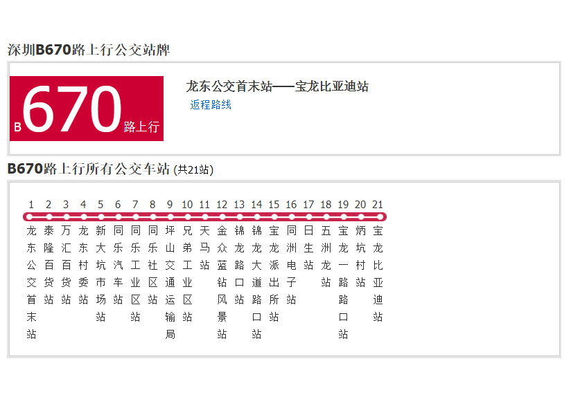 深圳公交B670路