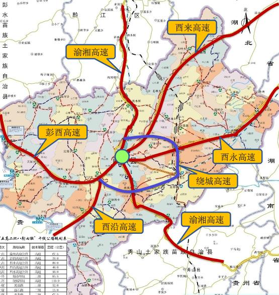 圖1. 酉陽縣“十二五”高速公路規劃