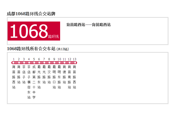 成都公交1068路環線