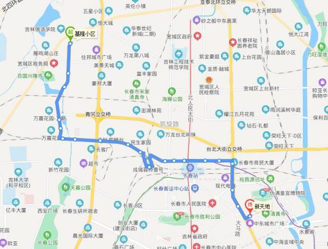 長春公交Z243路線路走向圖