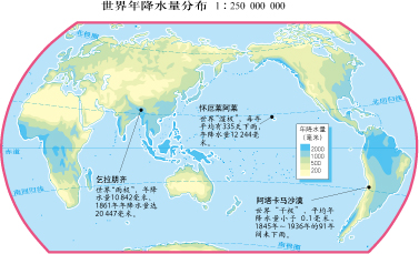 世界年降水量分布圖