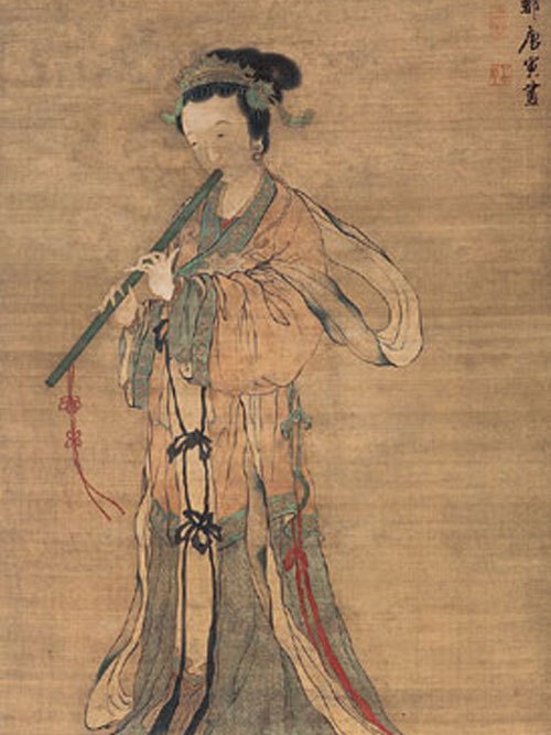 吹蕭仕女圖