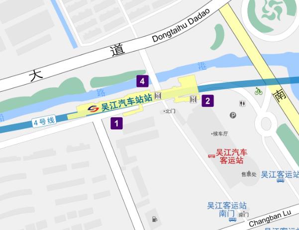 吳江汽車站站出入口分布圖