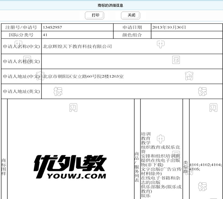 商標備案信息