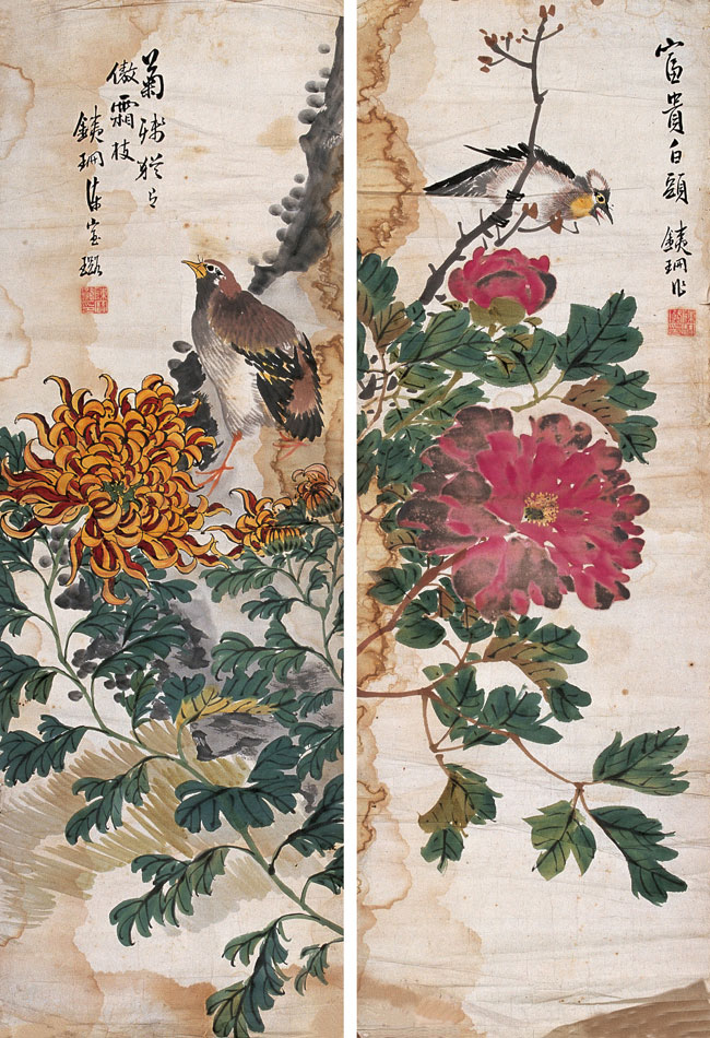 花鳥對屏