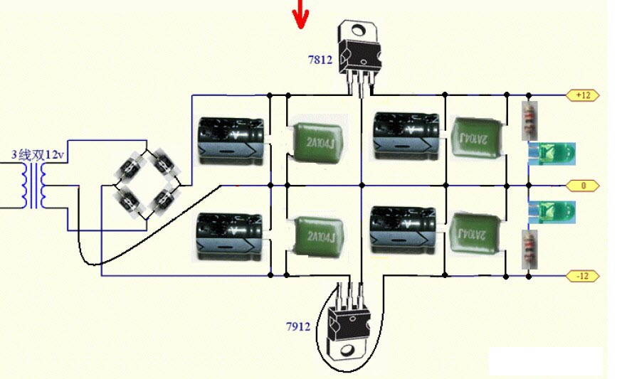 三端穩壓式電源成品圖