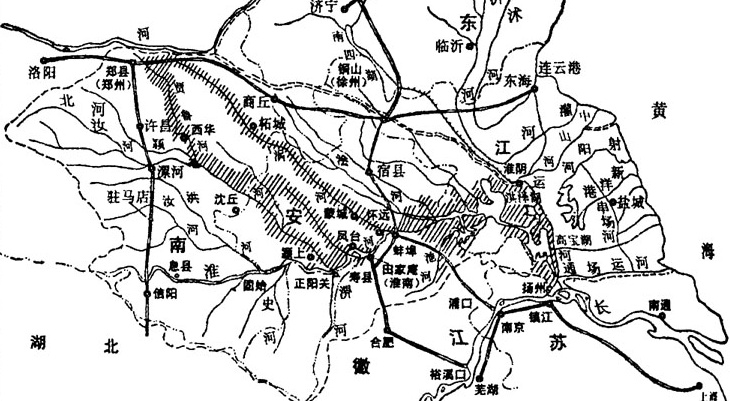 民國27 年黃河泛濫區域示意圖