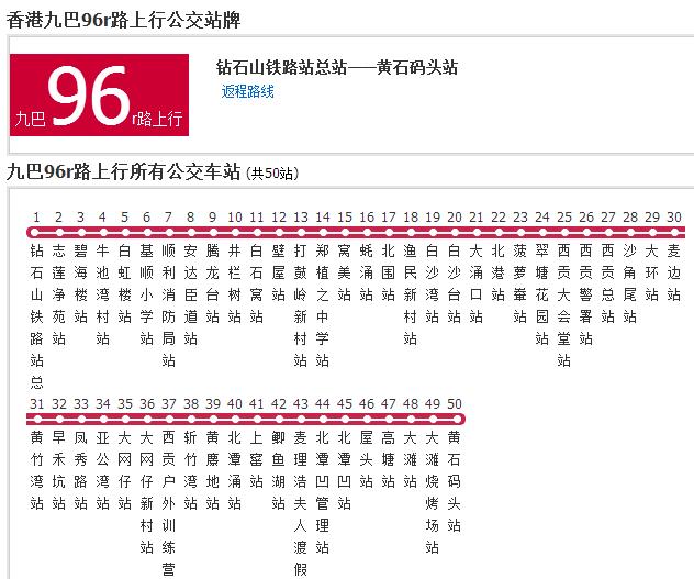 香港公交九巴96r路