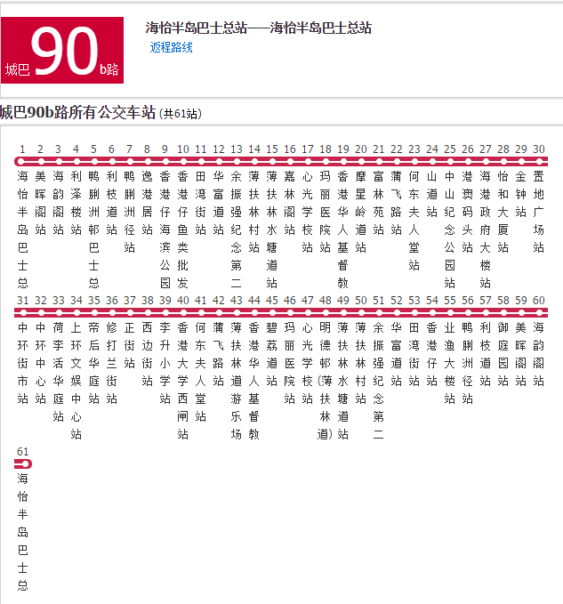 香港公交城巴90b路