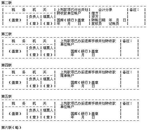 稅收收入退還書