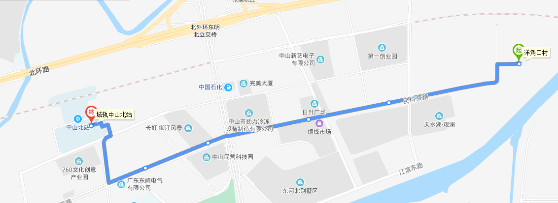 中山公交037路線路圖