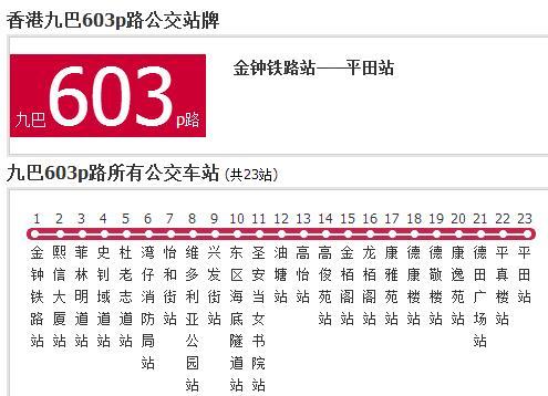 香港公交九巴603p路