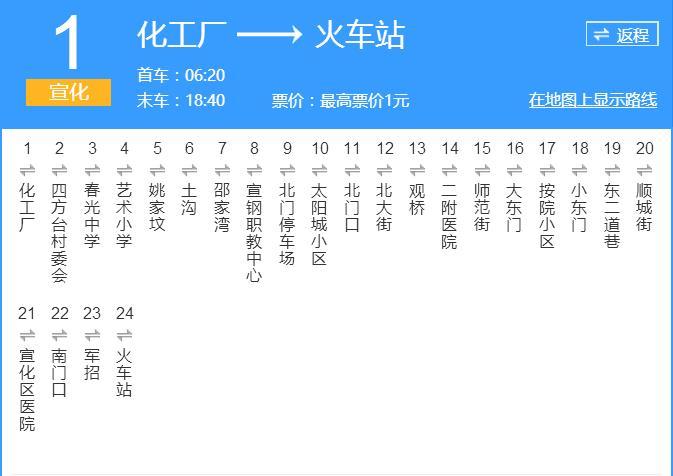 張家口公交宣化1路