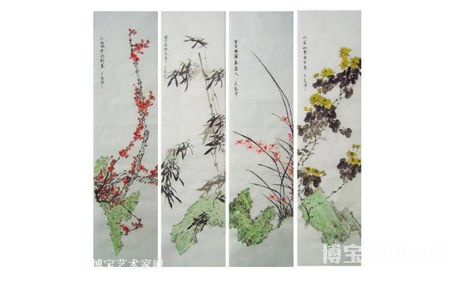 花鳥國畫（四條屏）