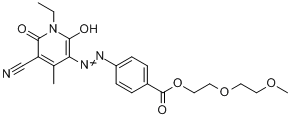 4-[（5-氰基-1-乙基-1,6-二氫-2-羥基-4-甲基-6-氧代-3-吡啶基）偶氮]-苯甲酸-2-（2-甲氧基乙氧基）乙酯