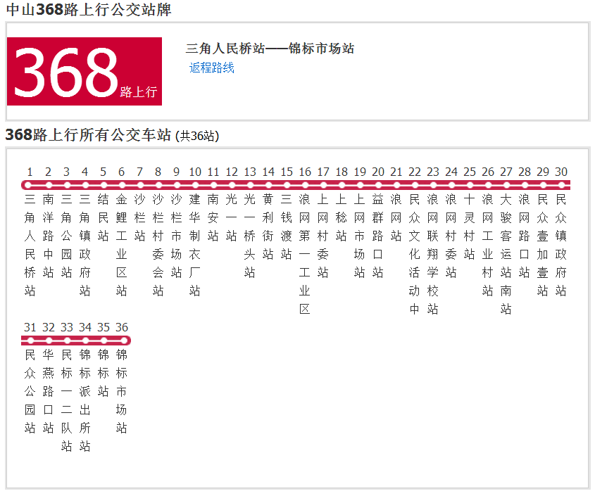 中山公交368路