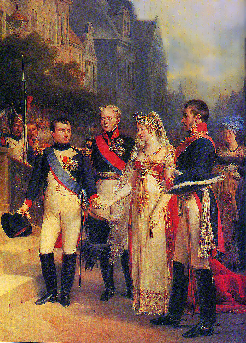 亞歷山大一世（左二）和拿破崙（左一）合影