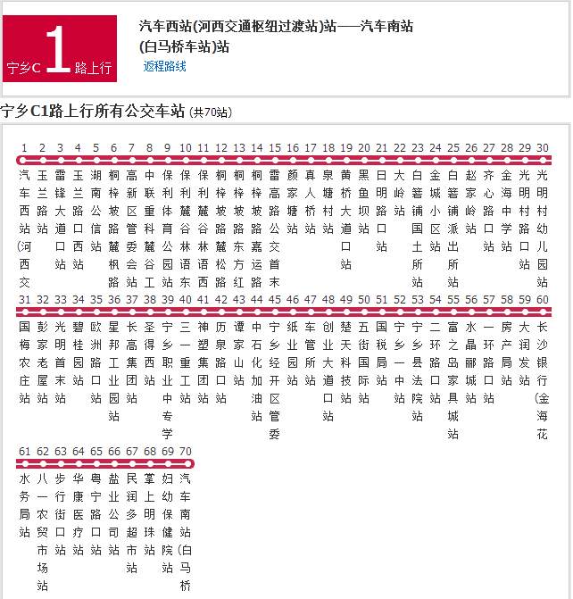 長沙公交寧鄉C1路