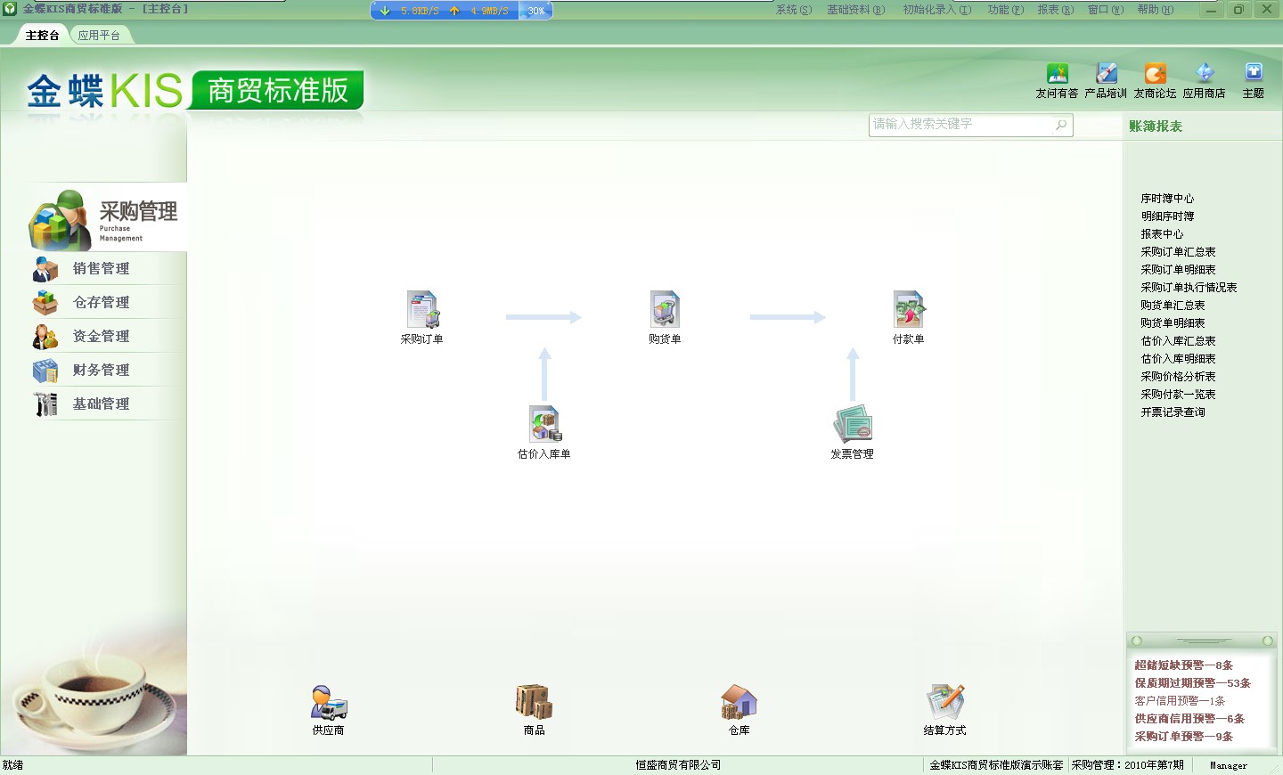 金蝶KIS商貿版採購管理操作界面