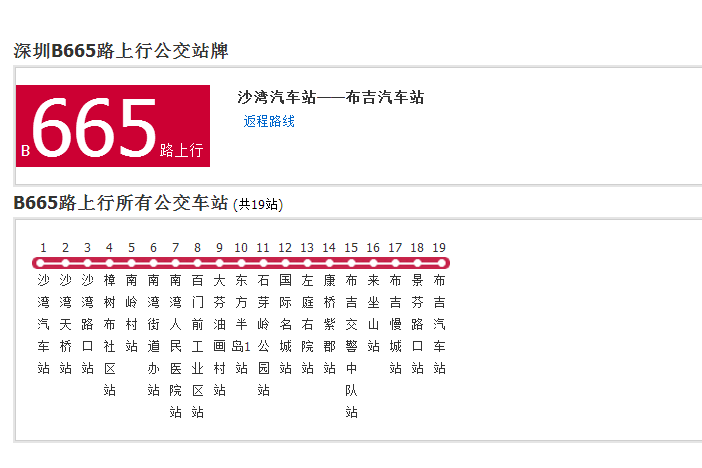 深圳公交B665路