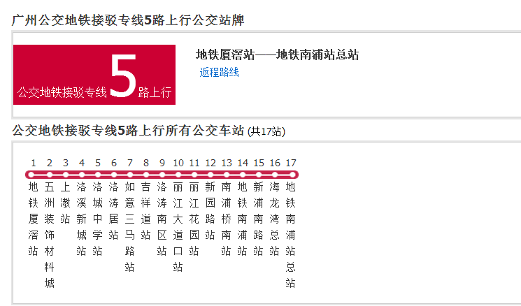 廣州公交捷運接駁專線5路