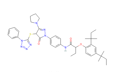 2-[2,4-雙（1,1-二甲基丙基）苯氧基]-N-[4-[4,5-二氫-5-氧代-4-[（1-苯基-1H-四唑-5-基）硫]-3-吡咯烷基]-1H-吡