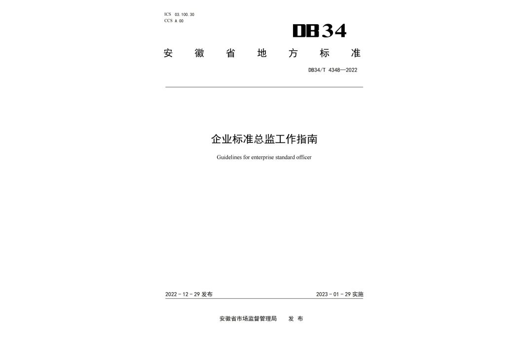 企業標準總監工作指南(中華人民共和國安徽省地方標準)