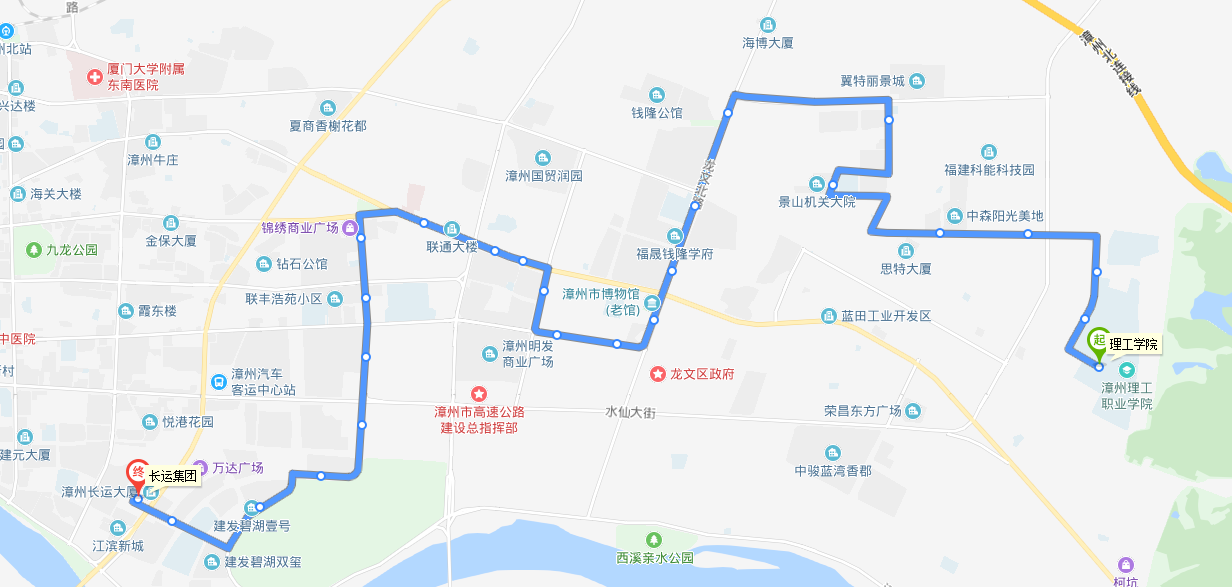 漳州公交B12路上行路線圖