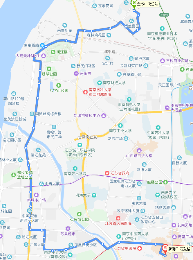 南京公交18路走向圖