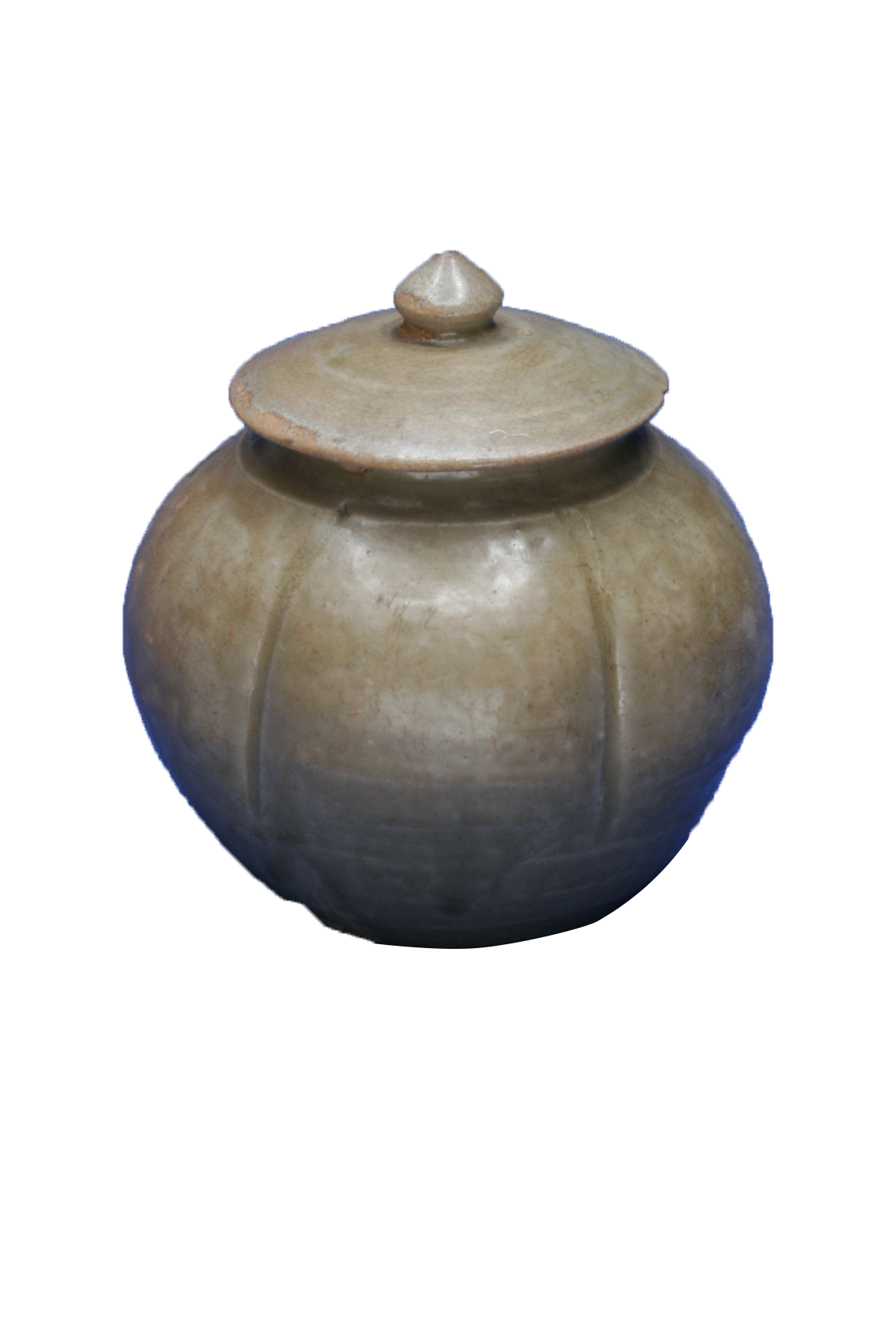 唐代青瓷瓜楞蓋罐