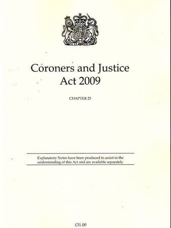 Coroners and Justice Act 2009