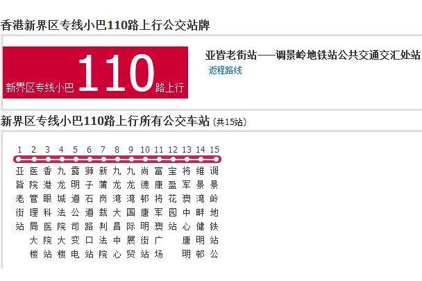 香港公交新界區專線小巴110路