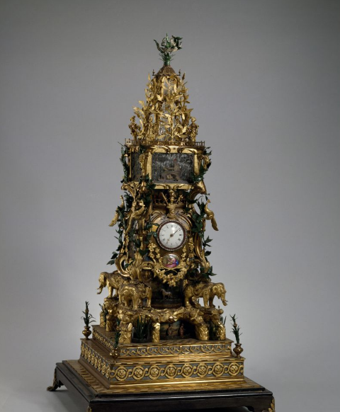 18世紀銅鍍金四象馱轉花水法鐘