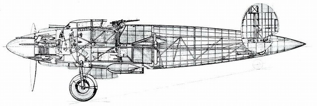 Ba.88 機身側面結構圖